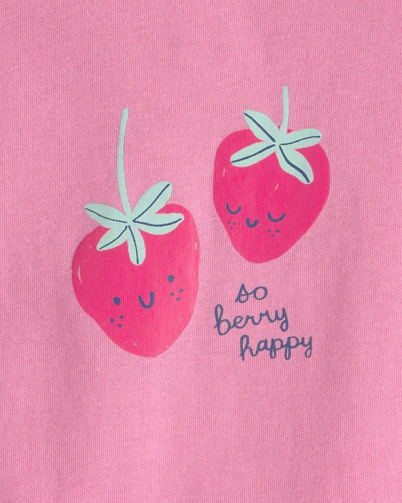 Baby Girl 'So Berry Happy' Strawberry Graphic Bodysuit - Pink