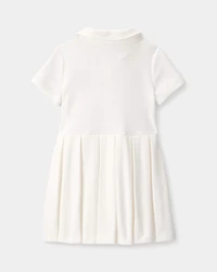 Toddler Girl Pleated Tennis Dress - Ivory