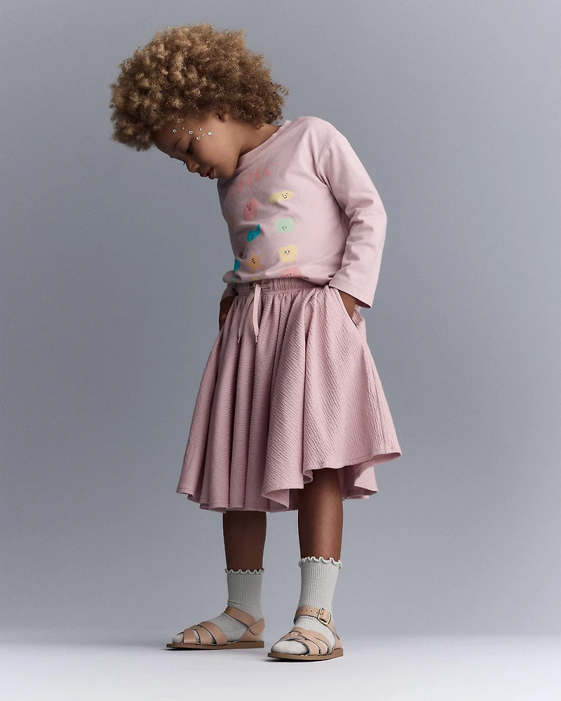 Toddler Girl 'I Feel' Long-Sleeve Relaxed Graphic Tee - Rose