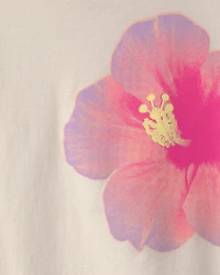 Girls Tropical Flower Graphic Tee - Ivory
