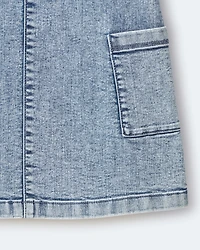 Toddler Girl Otter Pocket Denim Jumper Avenue Wash - Blue