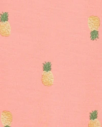 Baby Girl Pineapple Print 2-Way Zip PurelySoft Convertible Foot Sleeper Pyjamas - Coral