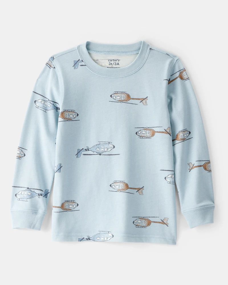 Toddler Boy Helicopter Long-Sleeve Tee - Blue