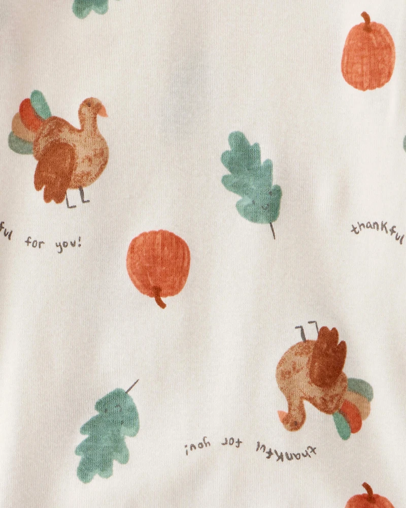 Baby Thanksgiving Print 100% Cotton Long-Sleeve 2-Piece Pyjamas - White