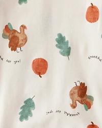 Baby Thanksgiving Print 100% Cotton Long-Sleeve 2-Piece Pyjamas - White