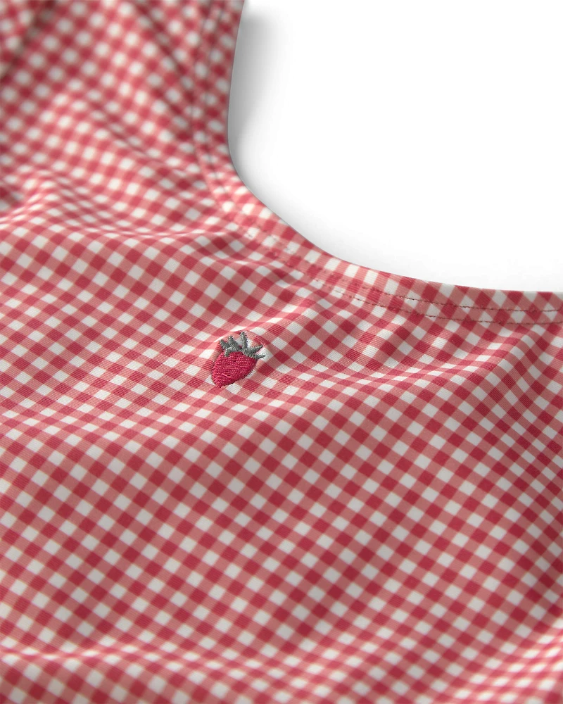Girls 2-Piece Recycled Swimsuit Red Gingham