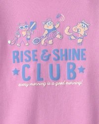 Toddler Girl Cat 100% Cotton Short-Sleeve Snug Fit 4-Piece pyjama Set - Purple/Blue