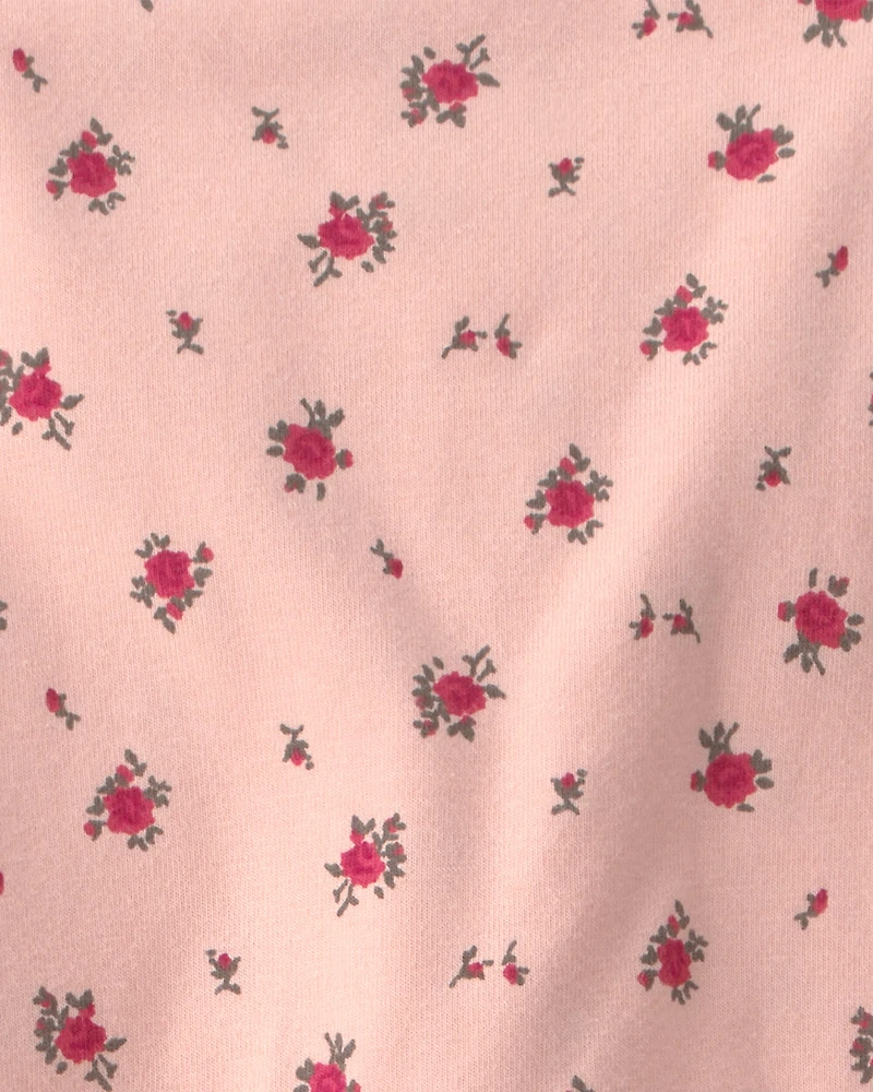 Toddler Girl Organic Cotton Tiered Dress Blush Floral Print