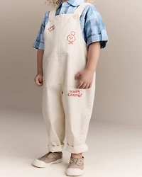 Toddler Let's Eat' Overall with Kanga Pocket - Cream