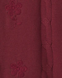 Girls Organic Cotton Sweater Knit Embroidered Cardigan