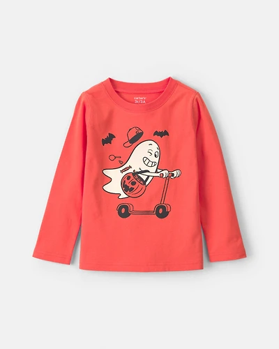 Toddler Boy Ghost Scotter Long-Sleeve Graphic Tee - Orange