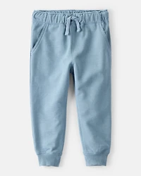 Toddler Boy Solid Fleece Cotton Jogger - Blue