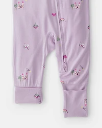 Baby Girl Fairytale 2-Way Zip PurelySoft Sleeper - Purple