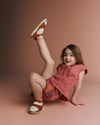 Toddler Girl Elastic Waist Peplum Top - Burgundy