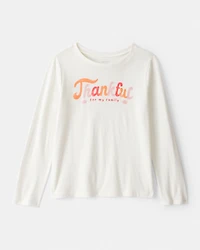 Girls Thankful Long-Sleeve Graphic Tee - White