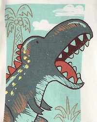 Baby Boy Dinosaur 100% Cotton Snug Fit 4-Piece Pyjama Set - Blue/Grey