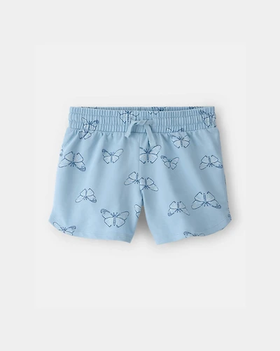 Girls Butterfly French Terry Shorts - Blue