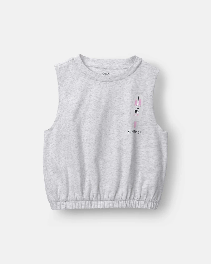 Toddler Girl 'Bunsicle' Elastic Waist Tank - Heather Grey