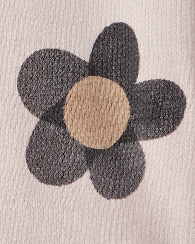 Baby Girl Floral Long-Sleeve Peplum Top - Brown