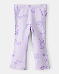 Baby Girl Dog Print Pull-On Flare Stretch Leggings - Purple