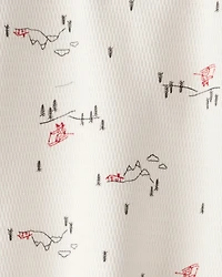 Toddler Boy Skiing Henley T-Shirt - Cream