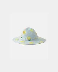 Baby Girl Reversible Lemon Swim Hat - Blue