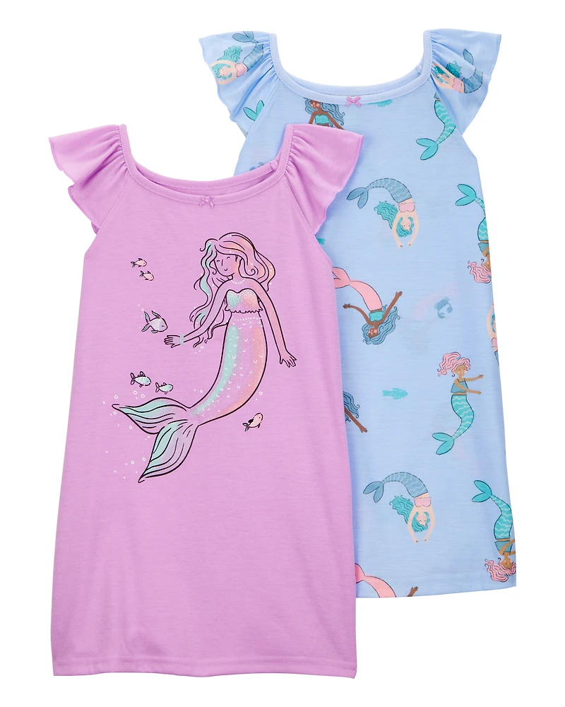 Girls 2-Pack Mermaid Nightgowns