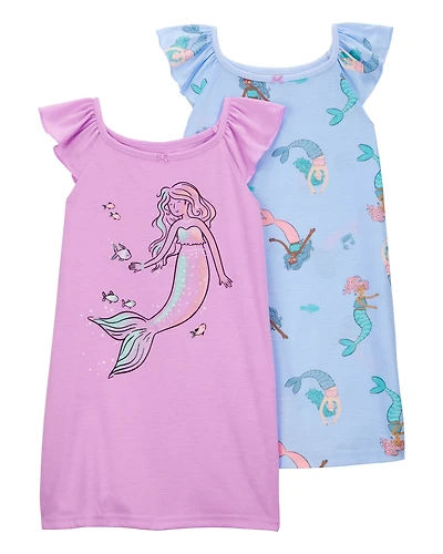 Girls 2-Pack Mermaid Nightgowns