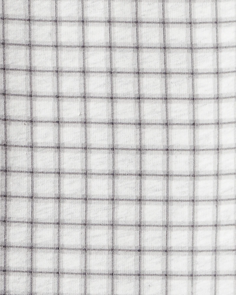 Girls Plaid Cotton Pull-On Stretch Leggings - Grey