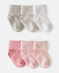 Baby Girl 6-Pack Socks - White/Pink