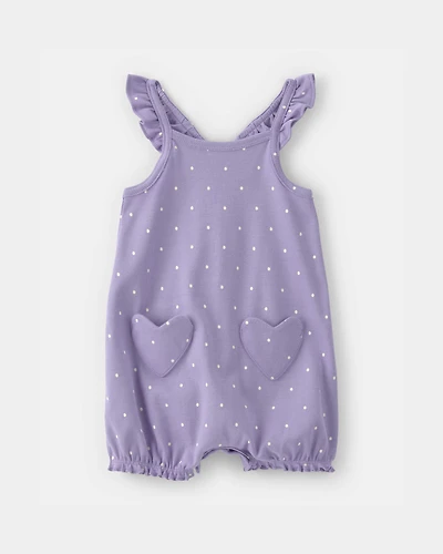 Baby Girl Polka Dots Sleeveless Romper - Purple