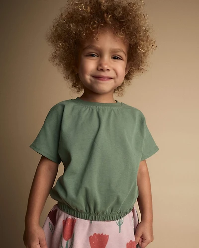Toddler Girl Cinched-Waist Top - Olive