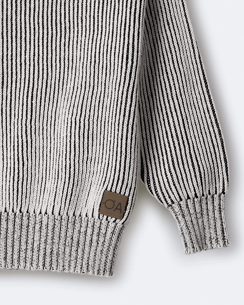 Toddler Striped Pullover Sweater - Black/White