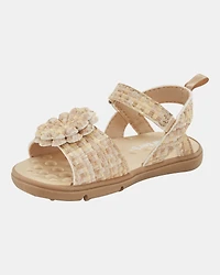 Baby  Every Step® First Walker Woven Flower Accent Sandals - Beige