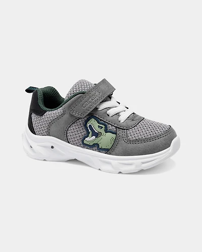 Toddler Boy Dinosaur Athletic Sneakers - Grey/White