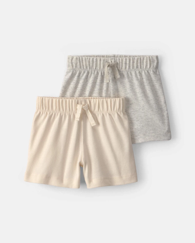 Baby 2-Pack Shorts - Ivory/Grey