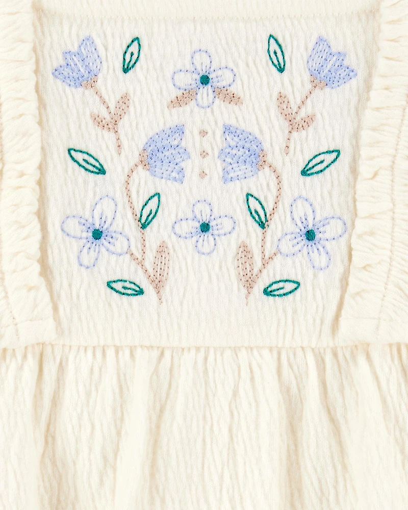 Baby Floral Flutter Bodysuit Dress - Ivory