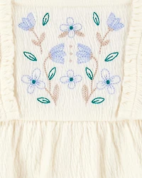 Baby Floral Flutter Bodysuit Dress - Ivory