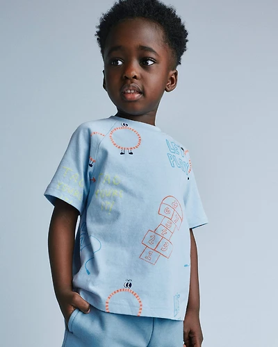 Toddler 'Let's Play' Raglan Relaxed Tee - Blue