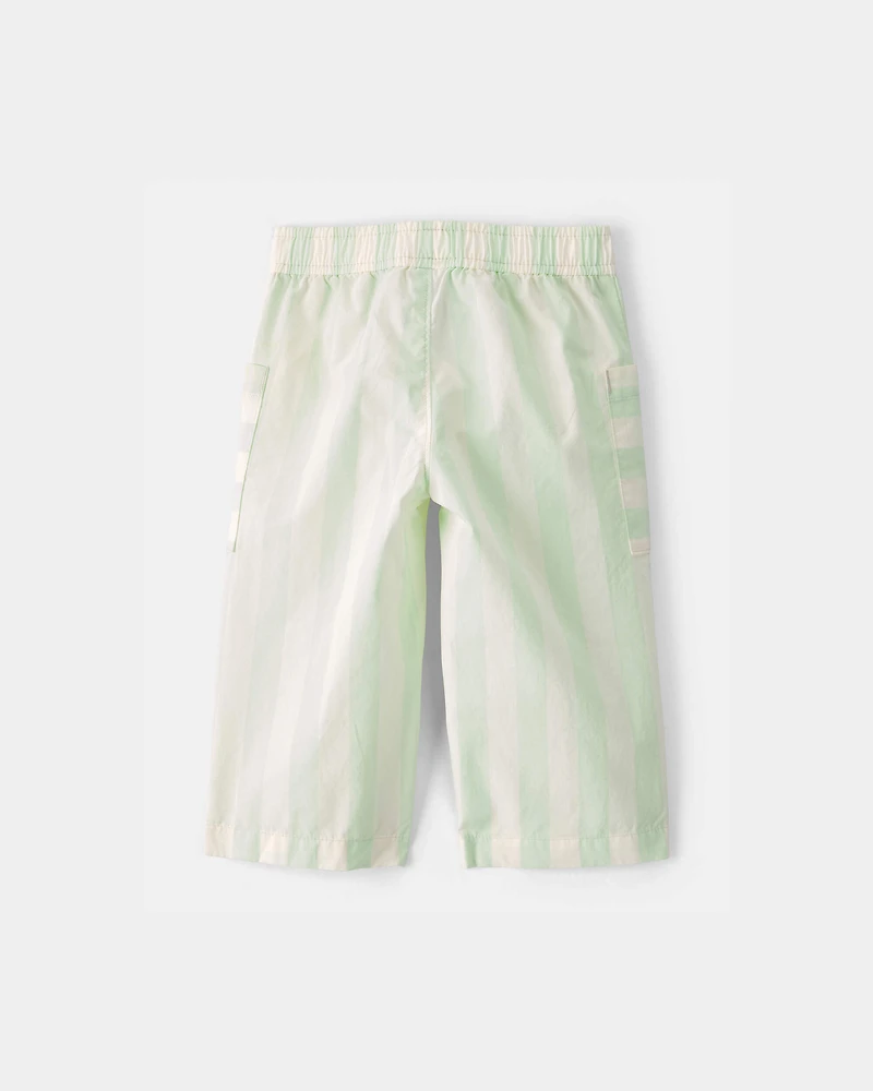 Baby Girl Striped Pants - Green/Ivory