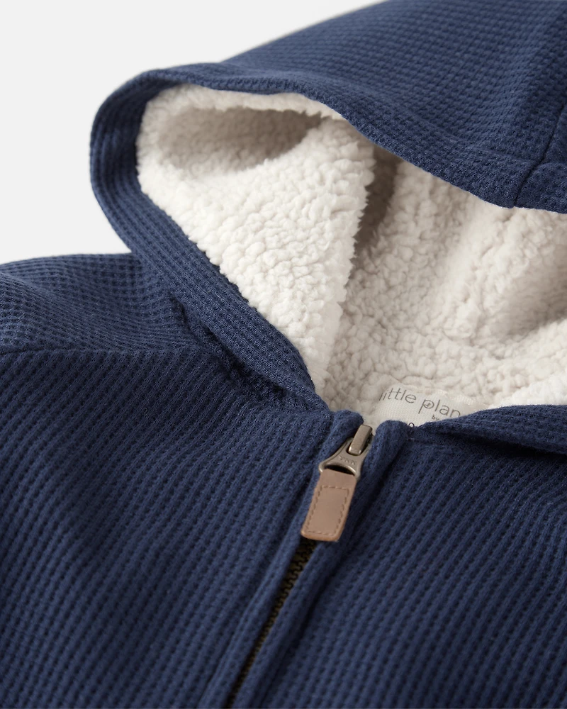 Baby Waffle Knit Hooded Jacket Made with Organic Cotton
