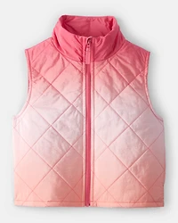 Girls Ombre Puffer Vest - Pink