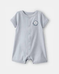 Baby Smile Club' Short-Sleeve Romper - Blue
