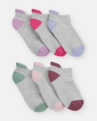 Girls 6-Pack No Show Socks - Grey