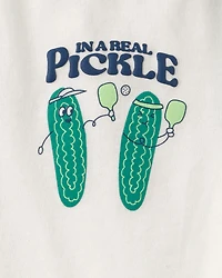 Toddler Boy Pickleball Polo Shirt - Green/Ivory