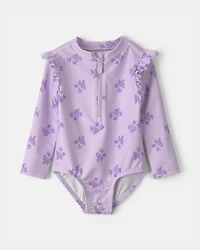 Baby Girl Sea Animal 1-Piece Rashguard Swimsuit - Purple