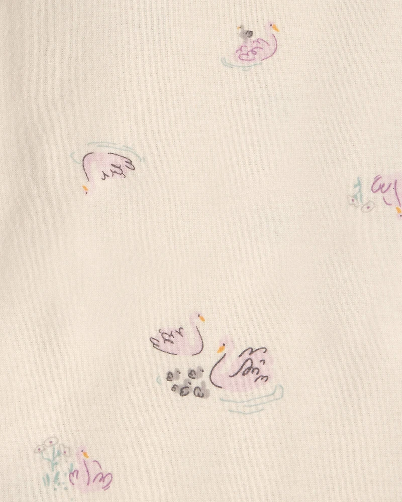 Baby Girl 4-Pack Swan Floral Long-Sleeve Bodysuits - Grey/Purple/Ivory