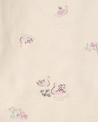 Baby Girl 4-Pack Swan Floral Long-Sleeve Bodysuits - Grey/Purple/Ivory