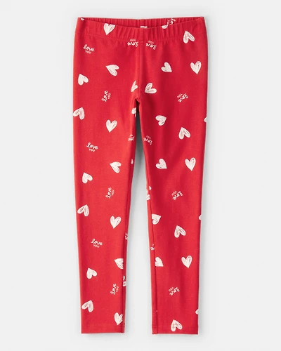 Girls Heart Pull-On Stretch Leggings