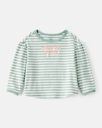 Baby Girl 'Made of Magic' Striped Long-Sleeve Top - Green